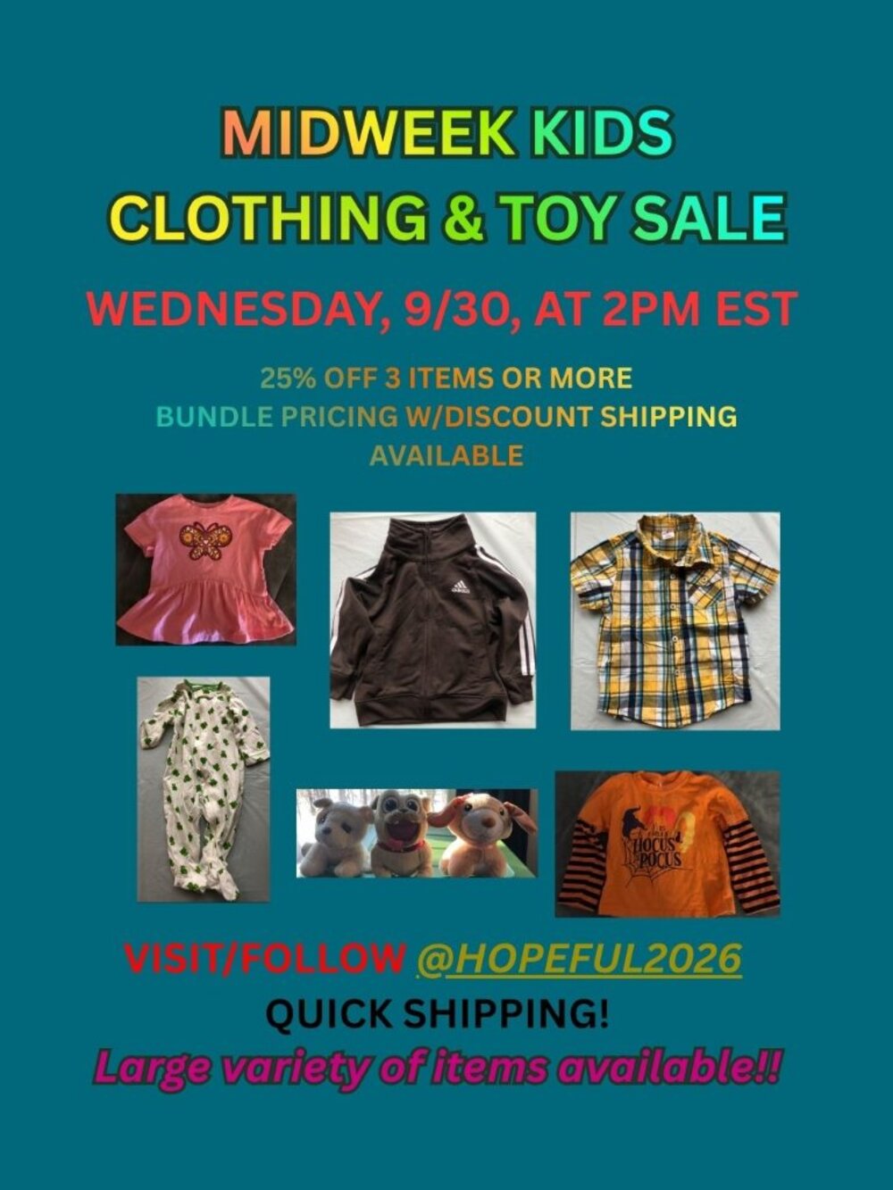 LIVE SHOW!!! MIDWEEK KIDS CLOTHING & TOY SALE!!!!